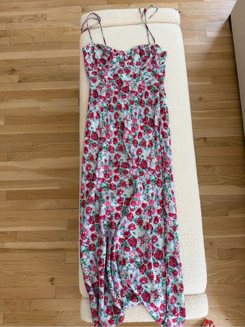 Zara Floral Maxi Dress in White, Pink, Green